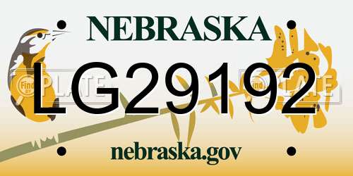 LG29192 Nebraska License Plate