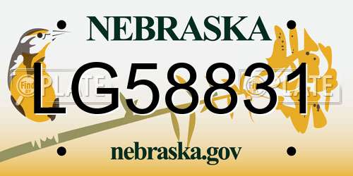 LG58831 Nebraska License Plate