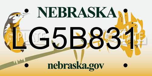 LG5B831 Nebraska License Plate