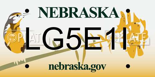 LG5E1I Nebraska License Plate