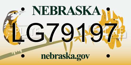 LG79197 Nebraska License Plate