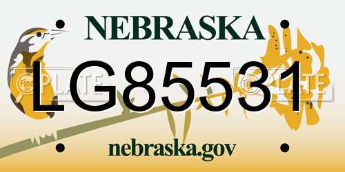LG85531 Nebraska License Plate
