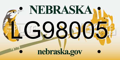 LG98005 Nebraska License Plate