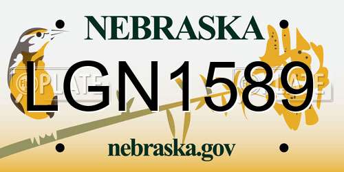 LGN1589 Nebraska License Plate