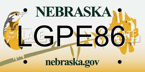 LGPE86 Nebraska License Plate