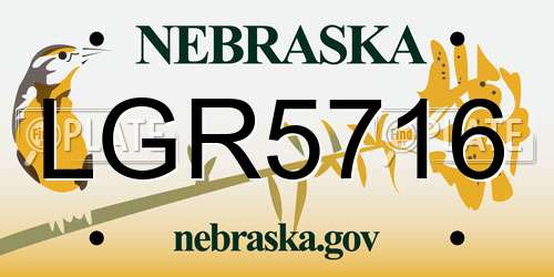 LGR5716 Nebraska License Plate