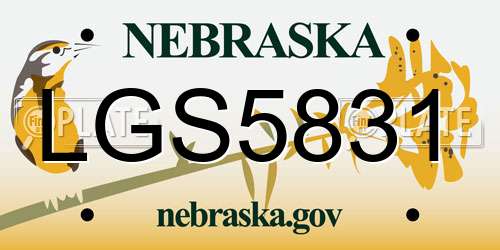 LGS5831 Nebraska License Plate