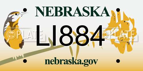 LI884 Nebraska License Plate