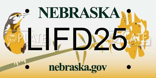 LIFD25 Nebraska License Plate
