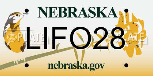 LIFO28 Nebraska License Plate