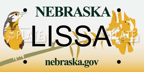 LISSA Nebraska License Plate