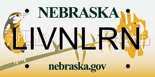 LIVNLRN Nebraska License Plate