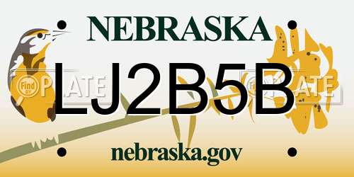 LJ2B5B Nebraska License Plate