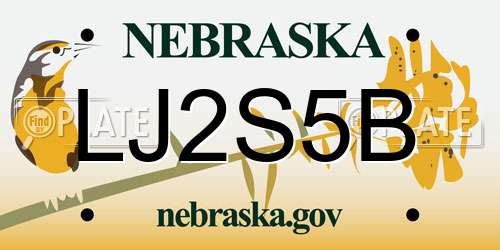 LJ2S5B Nebraska License Plate