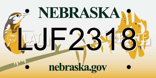 LJF2318 Nebraska License Plate