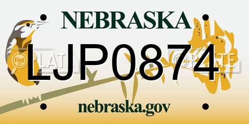 LJP0874 Nebraska License Plate