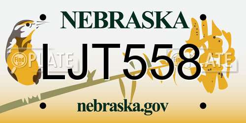 LJT558 Nebraska License Plate