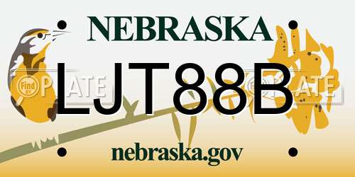 LJT88B Nebraska License Plate