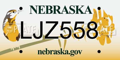 LJZ558 Nebraska License Plate