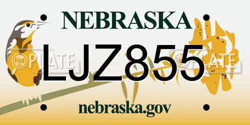 LJZ855 Nebraska License Plate