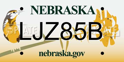 LJZ85B Nebraska License Plate
