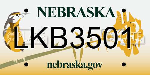 LKB3501 Nebraska License Plate