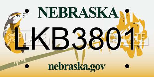 LKB3801 Nebraska License Plate