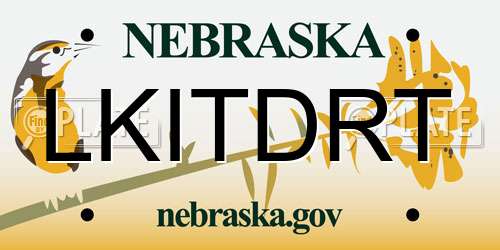 LKITDRT Nebraska License Plate