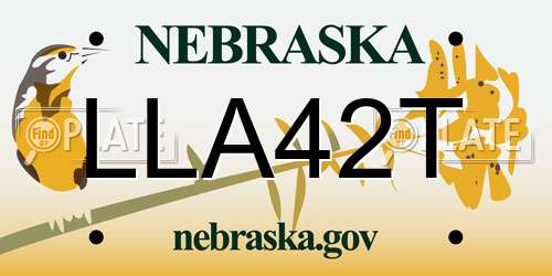 LLA42T Nebraska License Plate