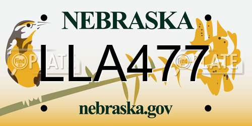 LLA477 Nebraska License Plate