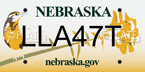 LLA47T Nebraska License Plate