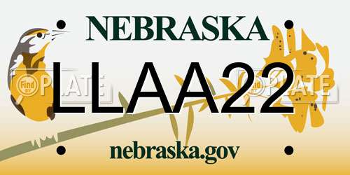 LLAA22 Nebraska License Plate