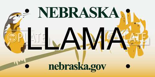 LLAMA Nebraska License Plate