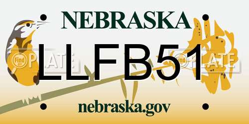 LLFB51 Nebraska License Plate