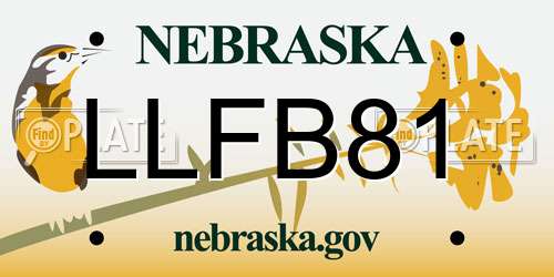 LLFB81 Nebraska License Plate