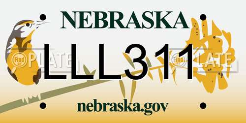 LLL311 Nebraska License Plate