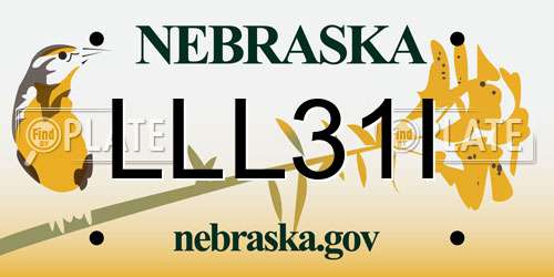 LLL31I Nebraska License Plate