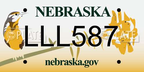 LLL587 Nebraska License Plate