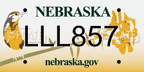 LLL857 Nebraska License Plate