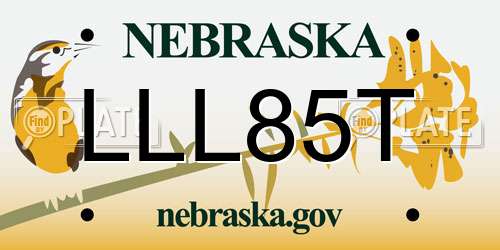 LLL85T Nebraska License Plate