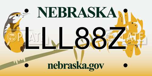 LLL88Z Nebraska License Plate