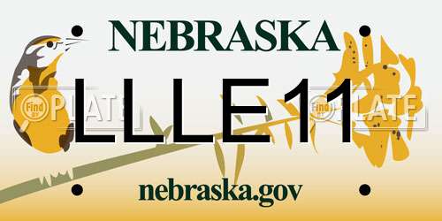 LLLE11 Nebraska License Plate