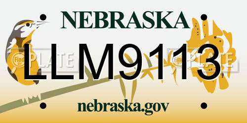 LLM9113 Nebraska License Plate