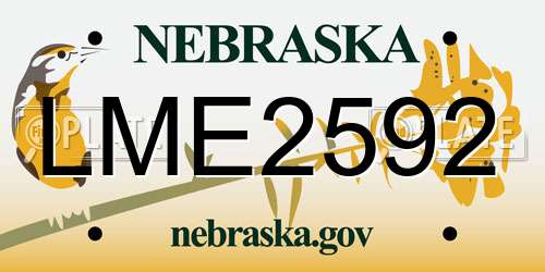 LME2592 Nebraska License Plate