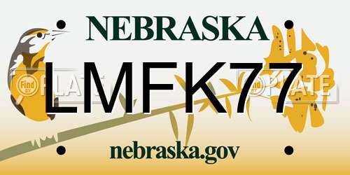 LMFK77 Nebraska License Plate
