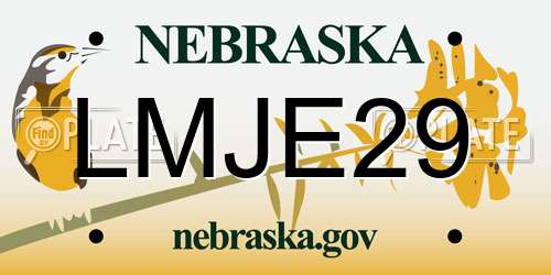 LMJE29 Nebraska License Plate