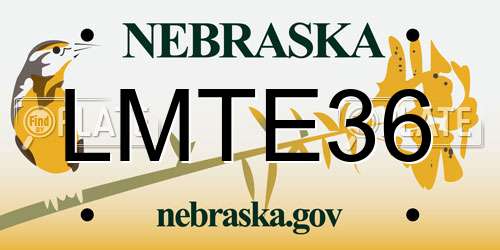 LMTE36 Nebraska License Plate