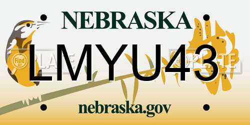 LMYU43 Nebraska License Plate