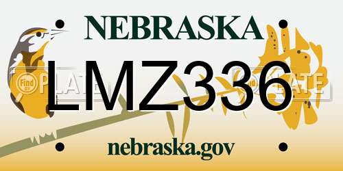 LMZ336 Nebraska License Plate