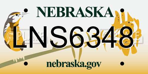 LNS6348 Nebraska License Plate
